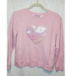 The Children’s Place Girls Pink Snow Heart Sweatshirt Size XL 14
